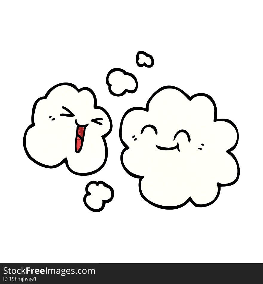 cartoon doodle white happy clouds