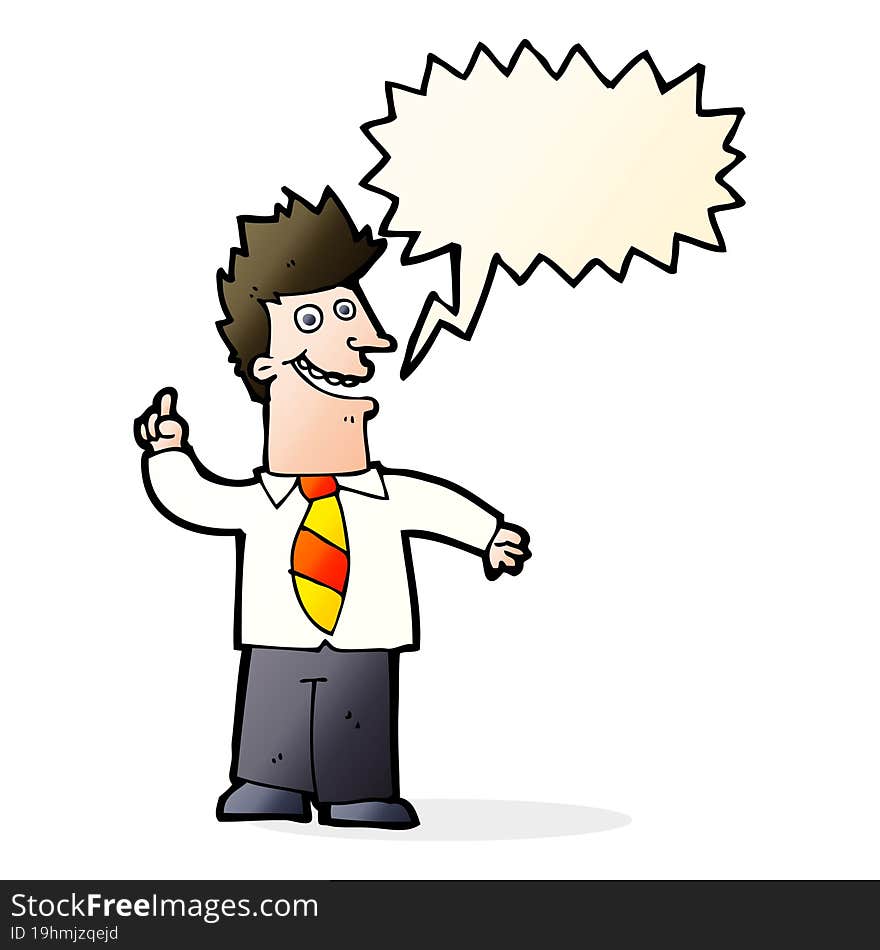 cartoon man with good idea with speech bubble