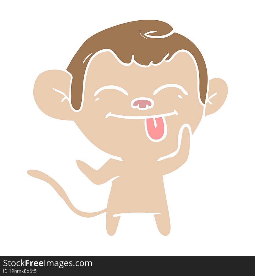 funny flat color style cartoon monkey