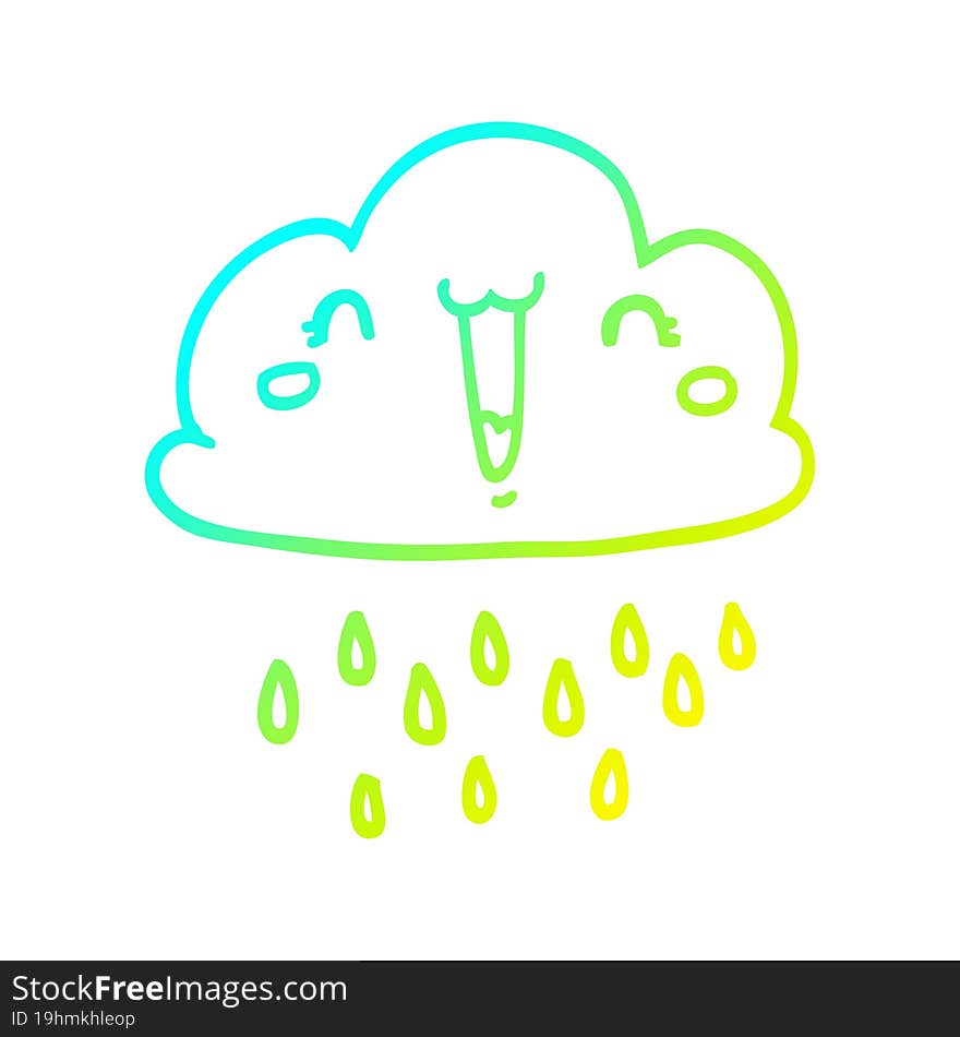 cold gradient line drawing cartoon storm cloud