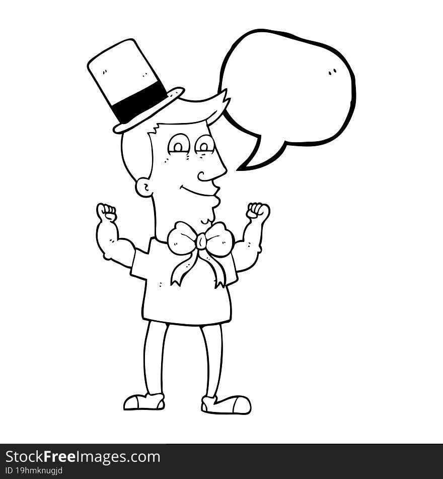 speech bubble cartoon celebrating man