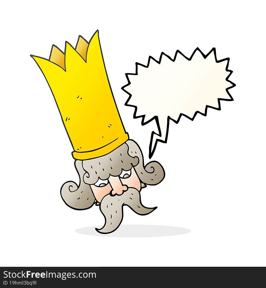 freehand drawn speech bubble cartoon king with huge crown