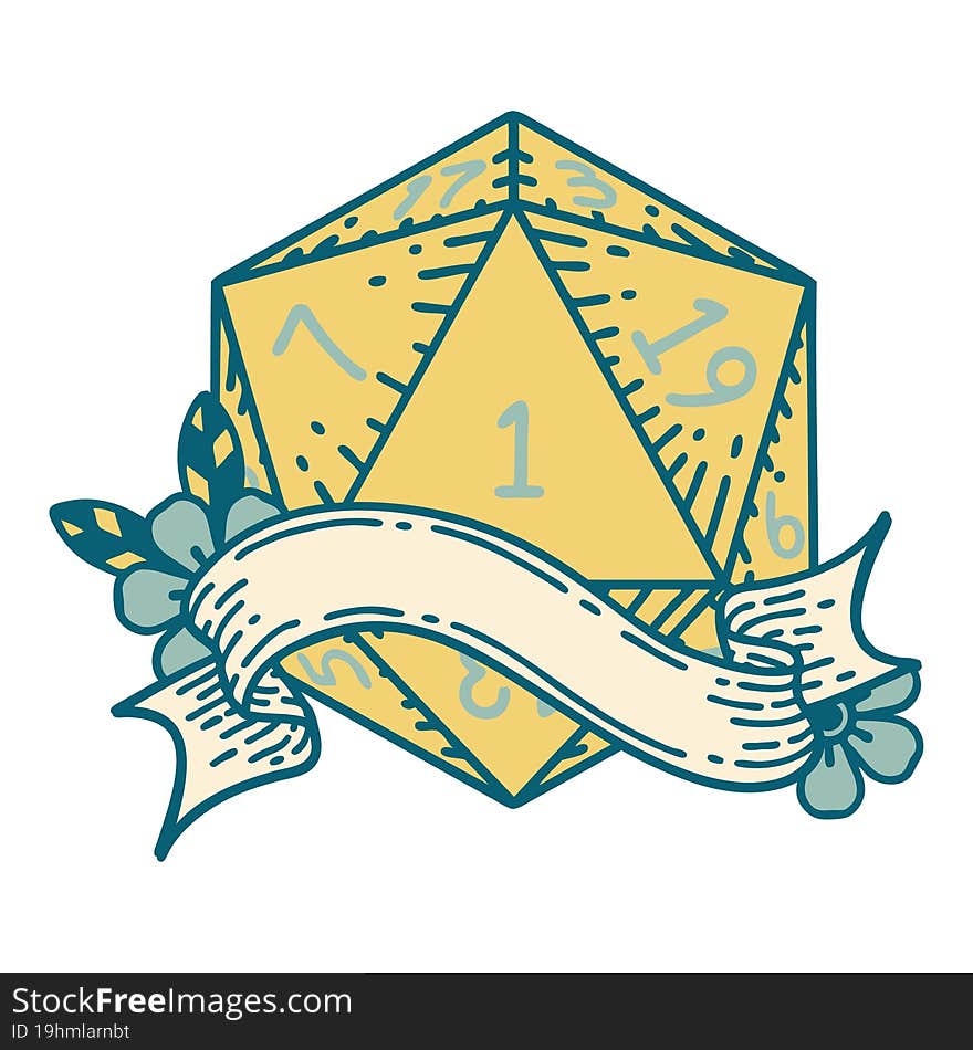 natural one d20 dice roll illustration