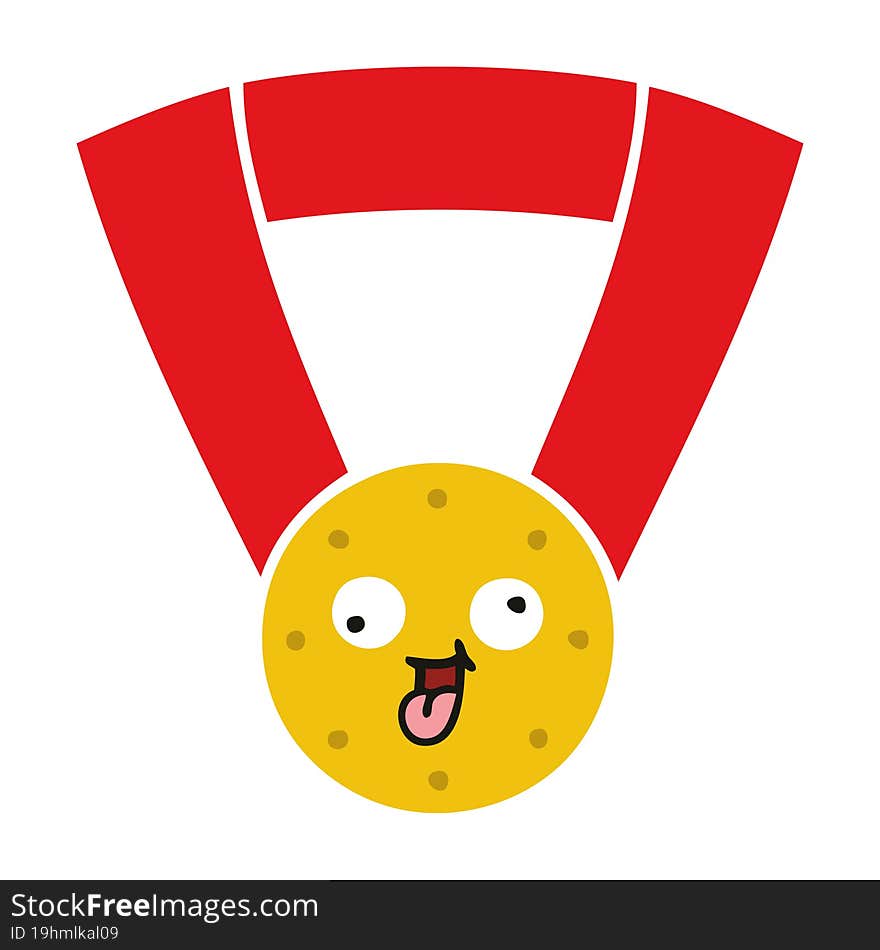 Flat Color Retro Cartoon Gold Medal