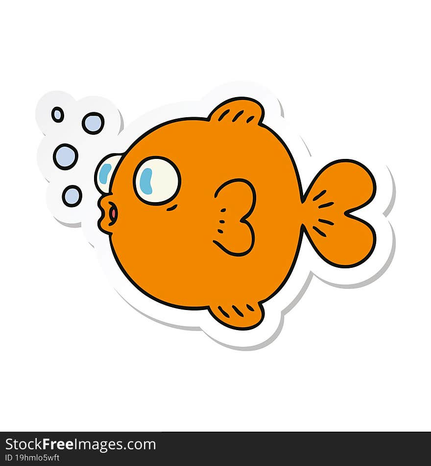 sticker of a quirky hand drawn cartoon fish