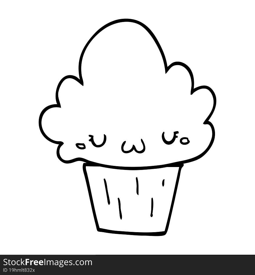 cartoon cupcake with face