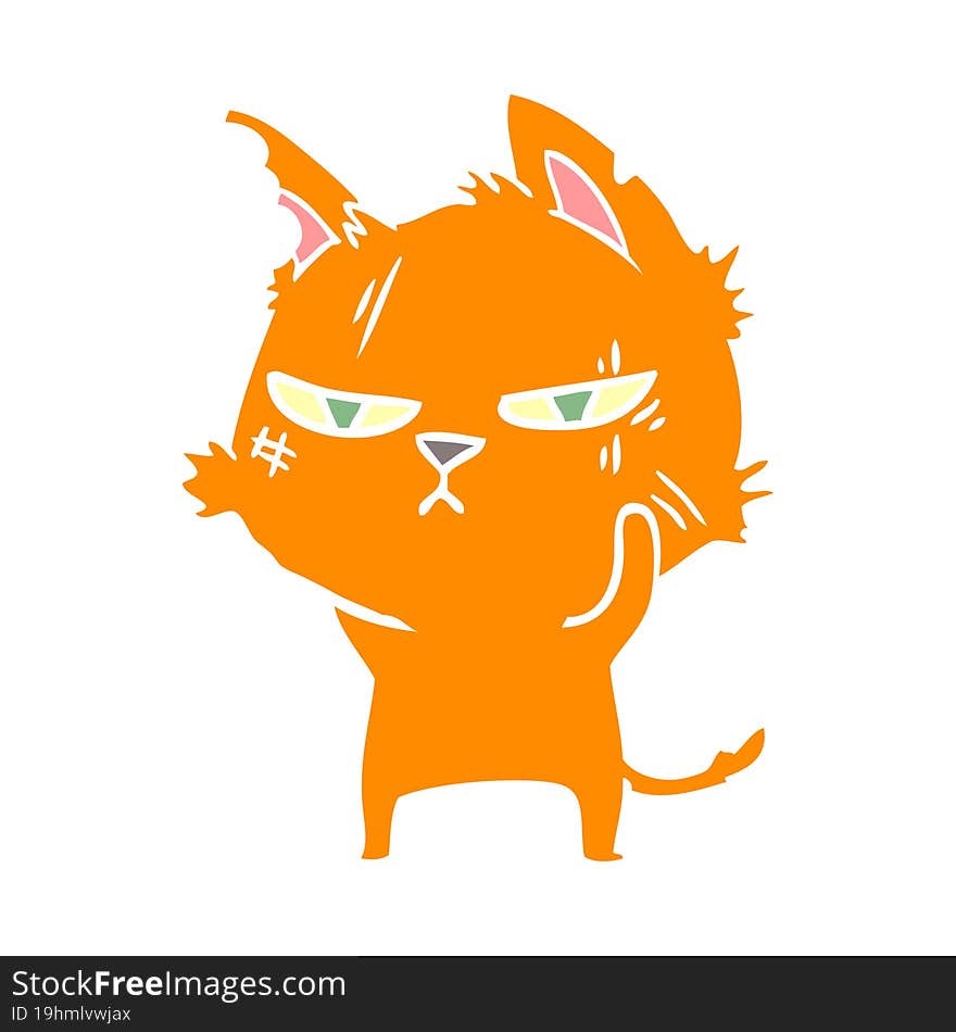 tough flat color style cartoon cat