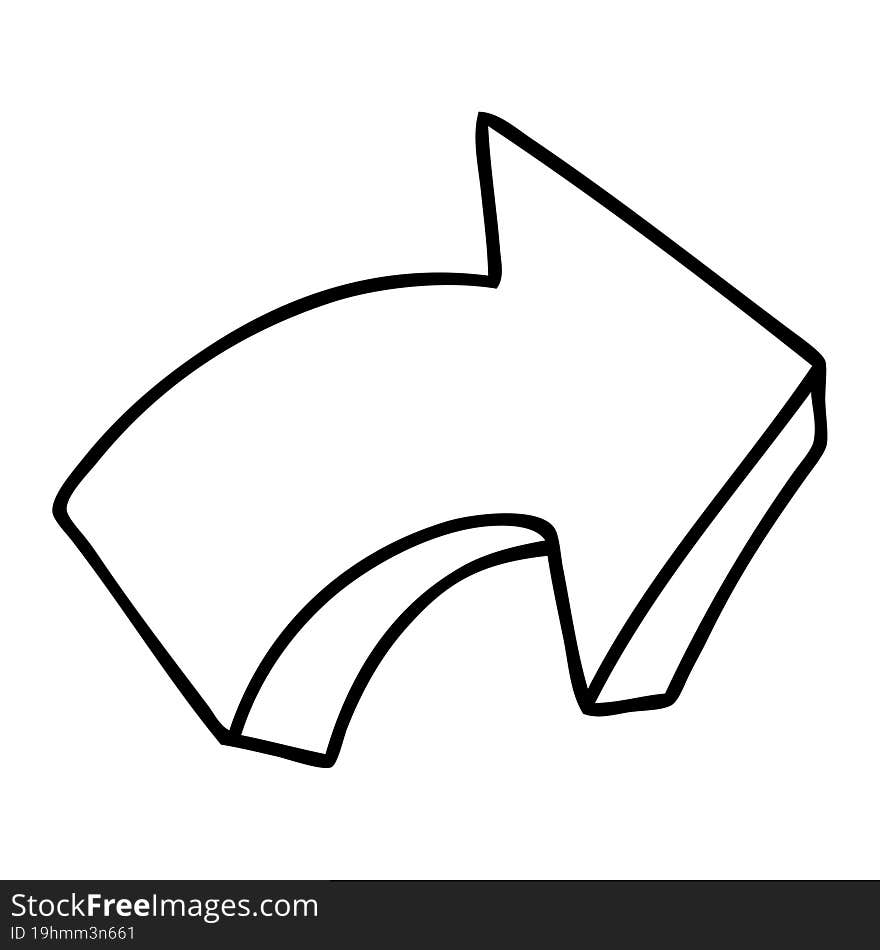 line doodle of a pointing arrow. line doodle of a pointing arrow