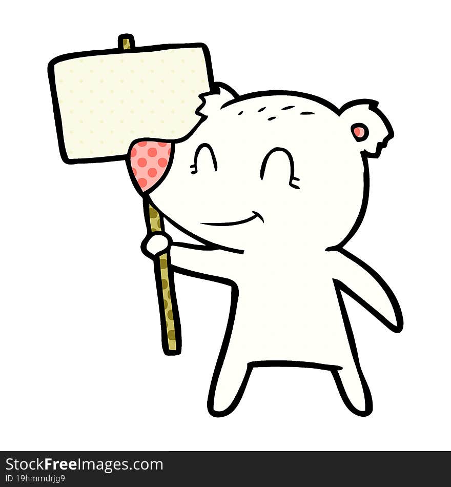 polar bear with protest sign cartoon. polar bear with protest sign cartoon