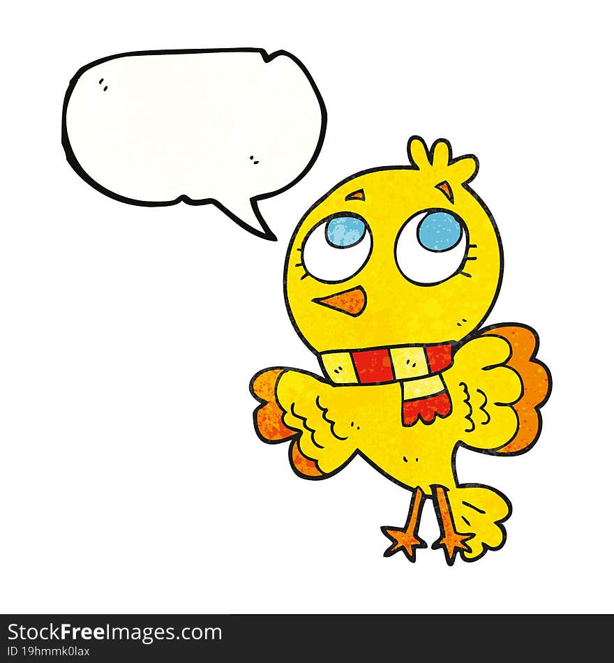 cute speech bubble textured cartoon bird