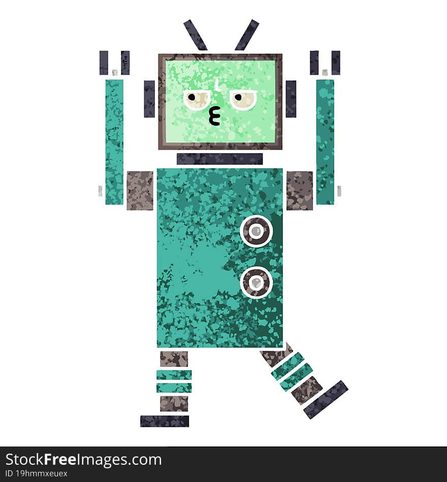 Retro Illustration Style Cartoon Robot