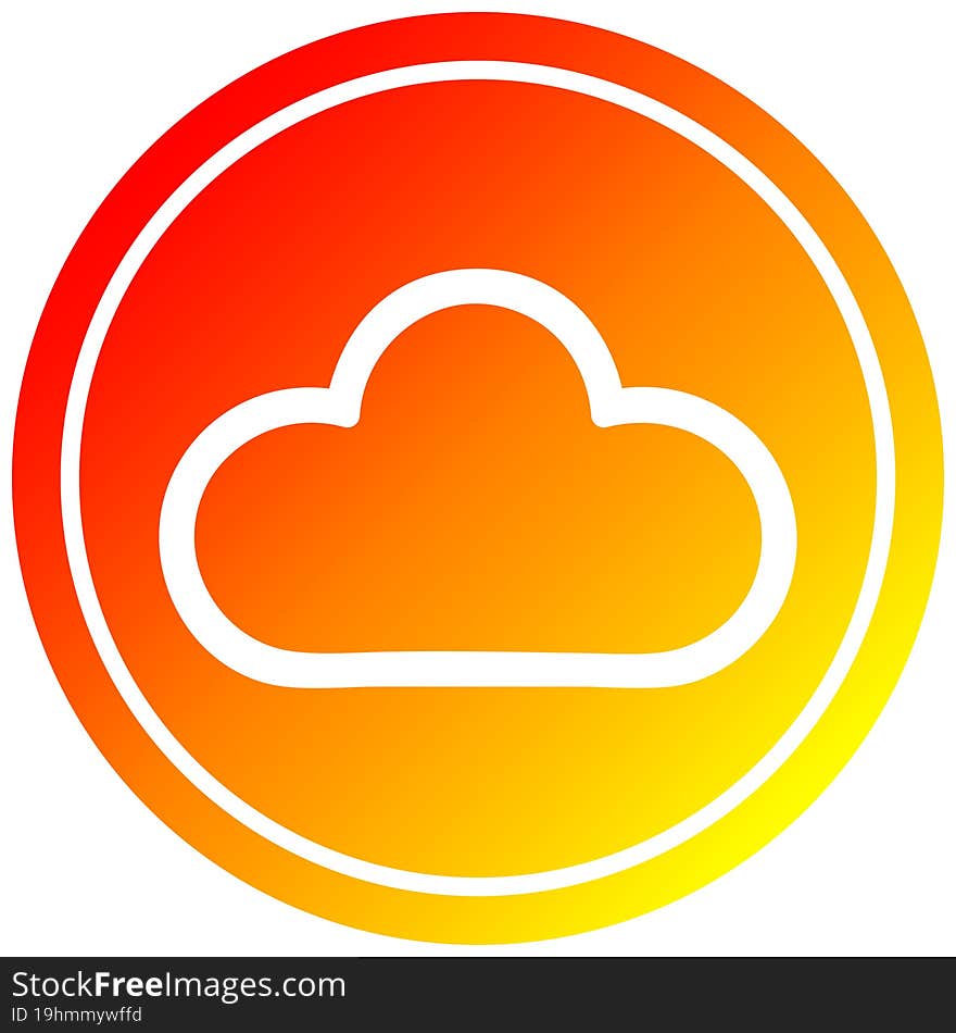 weather cloud circular icon with warm gradient finish. weather cloud circular icon with warm gradient finish