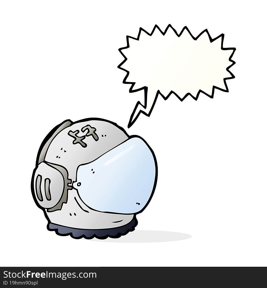 cartoon astronaut helmet with speech bubble