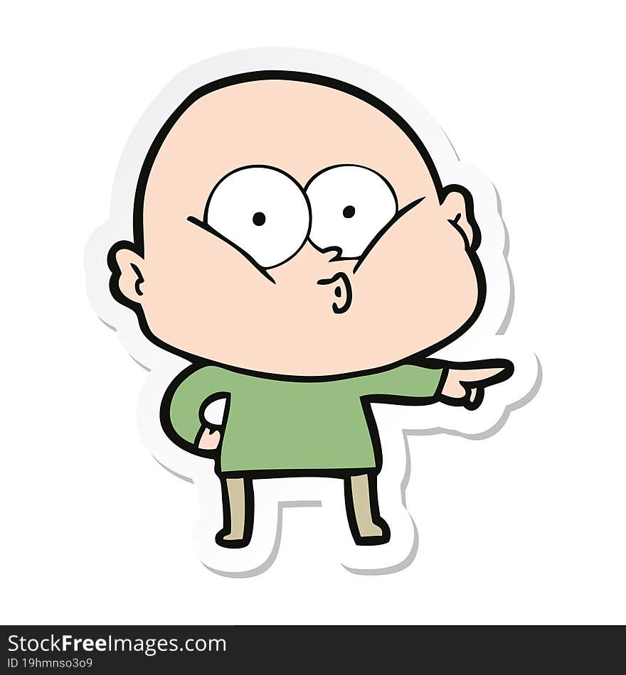 sticker of a cartoon bald man staring