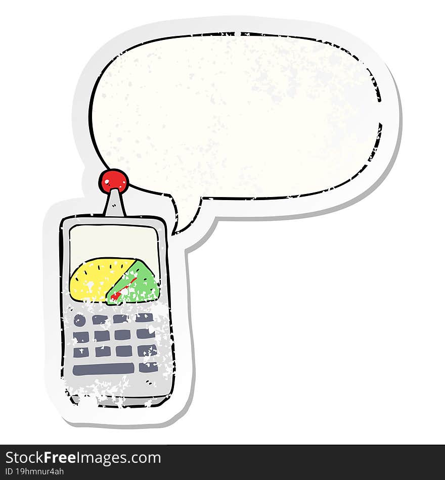 cartoon science equipment and speech bubble distressed sticker