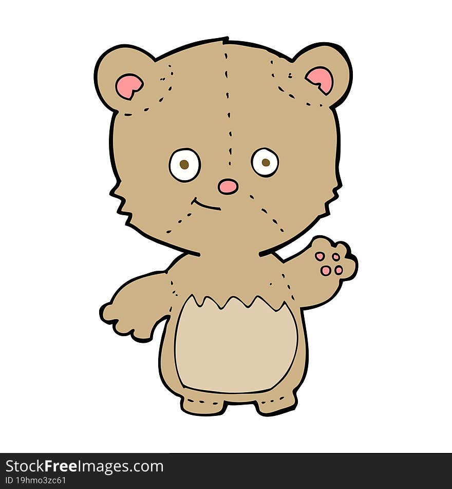 cartoon little teddy bear waving