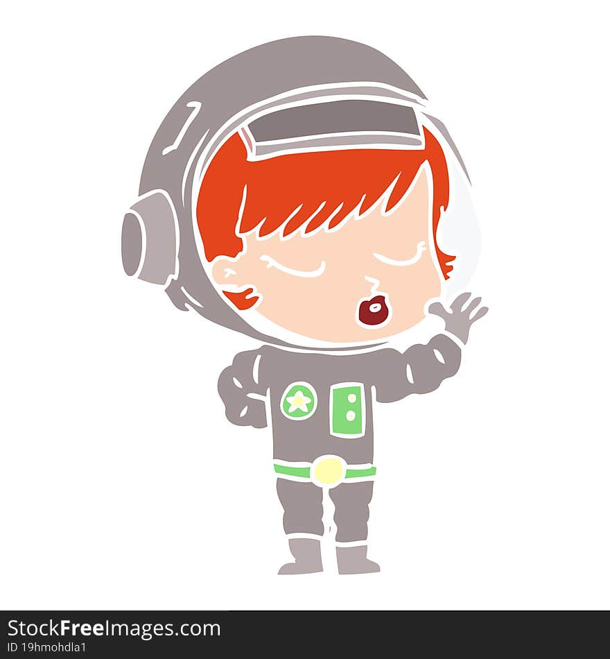 flat color style cartoon pretty astronaut girl