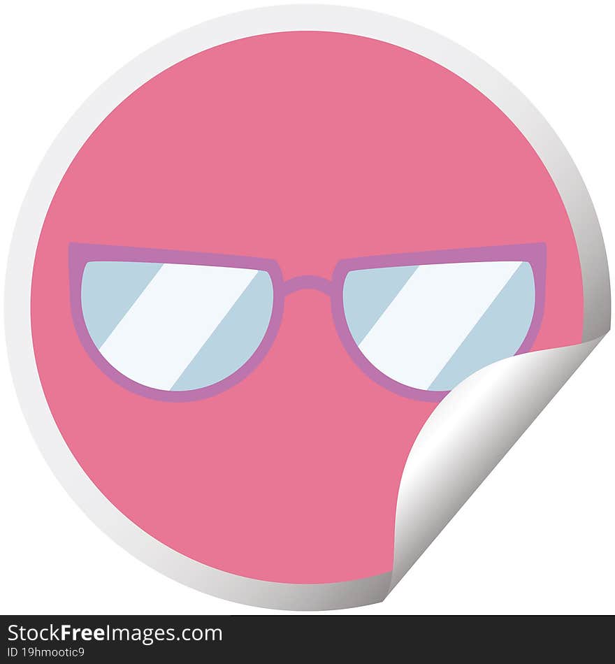 spectacles graphic vector illustration circular sticker. spectacles graphic vector illustration circular sticker