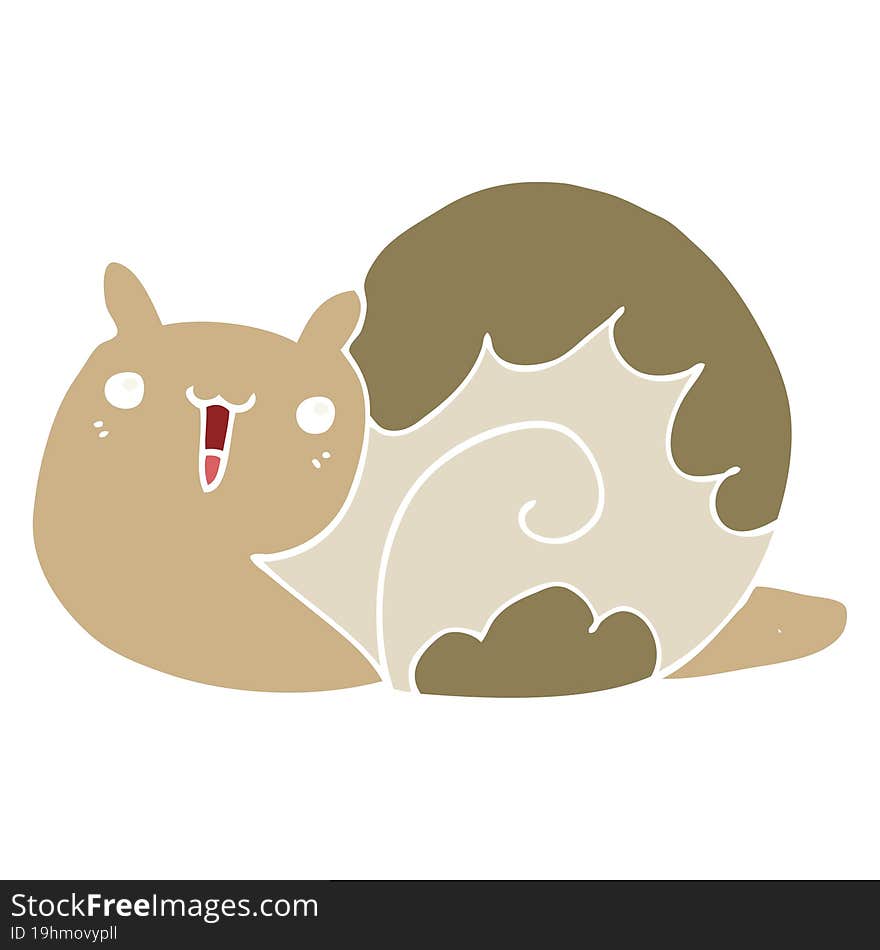 Cute Flat Color Style Cartoon Snail