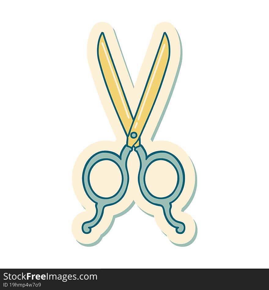 tattoo style sticker of barber scissors