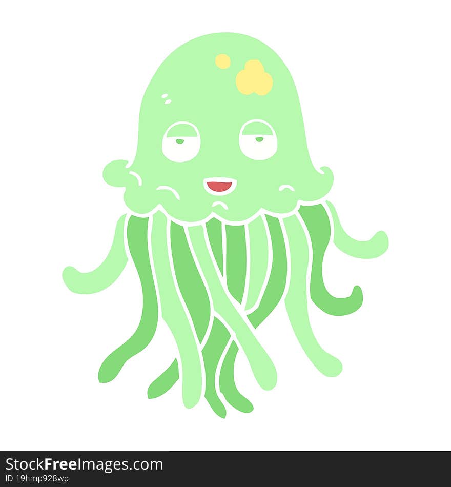 Flat Color Illustration Of A Cartoon Octopus