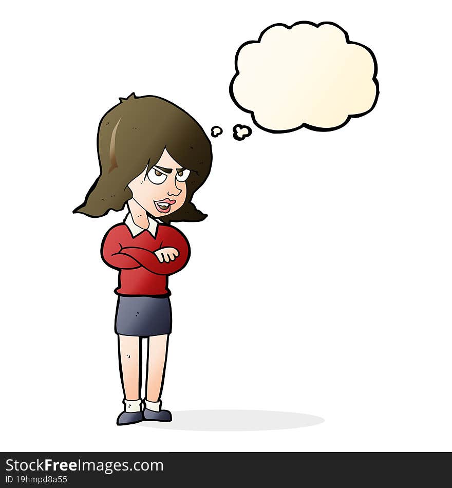 cartoon angry woman with thought bubble