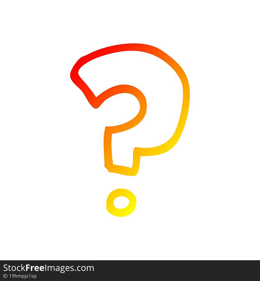 Warm Gradient Line Drawing Cartoon Question Mark