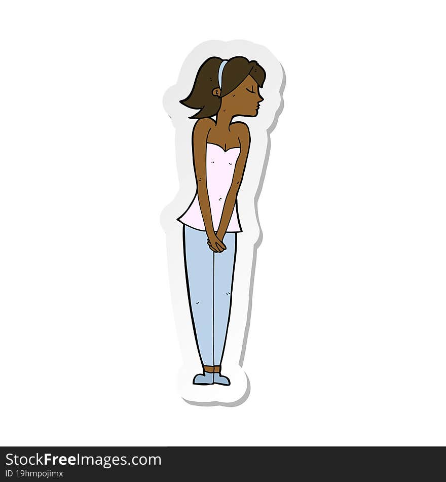 Sticker Of A Cartoon Pretty Woman