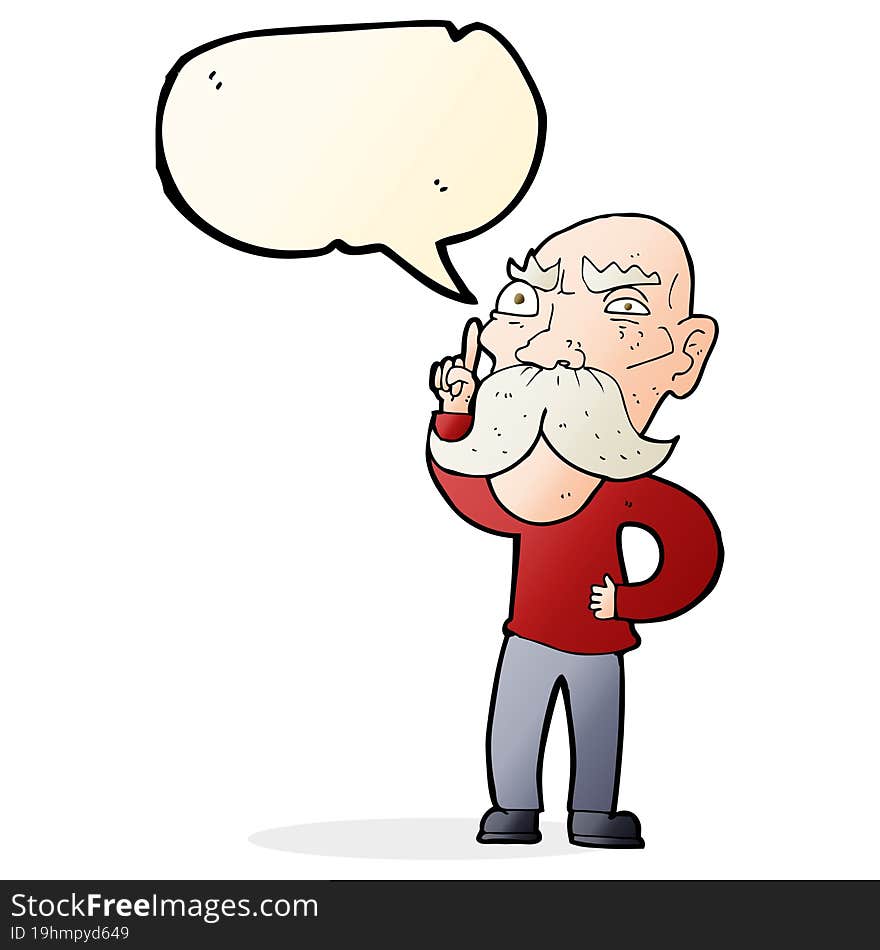 cartoon annoyed old man with speech bubble