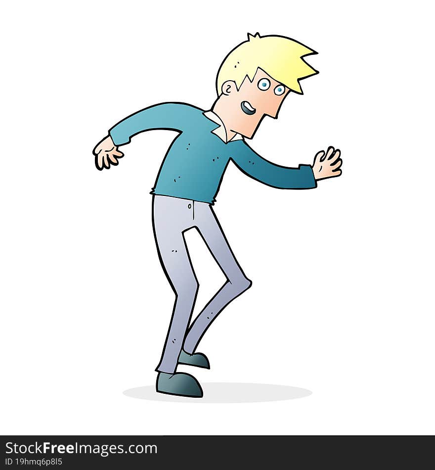 cartoon happy man dancing