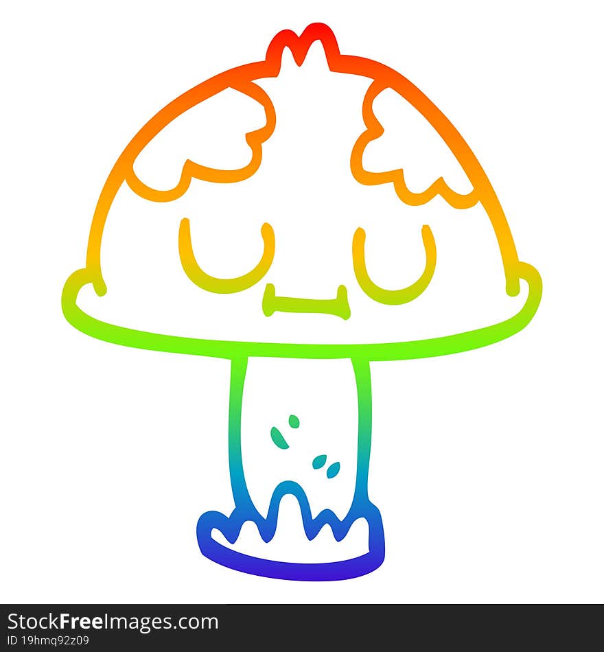 rainbow gradient line drawing of a cartoon poisonous toadstool