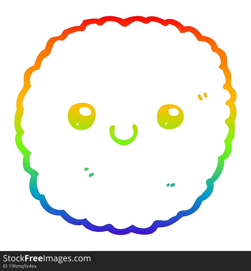 rainbow gradient line drawing cartoon biscuit