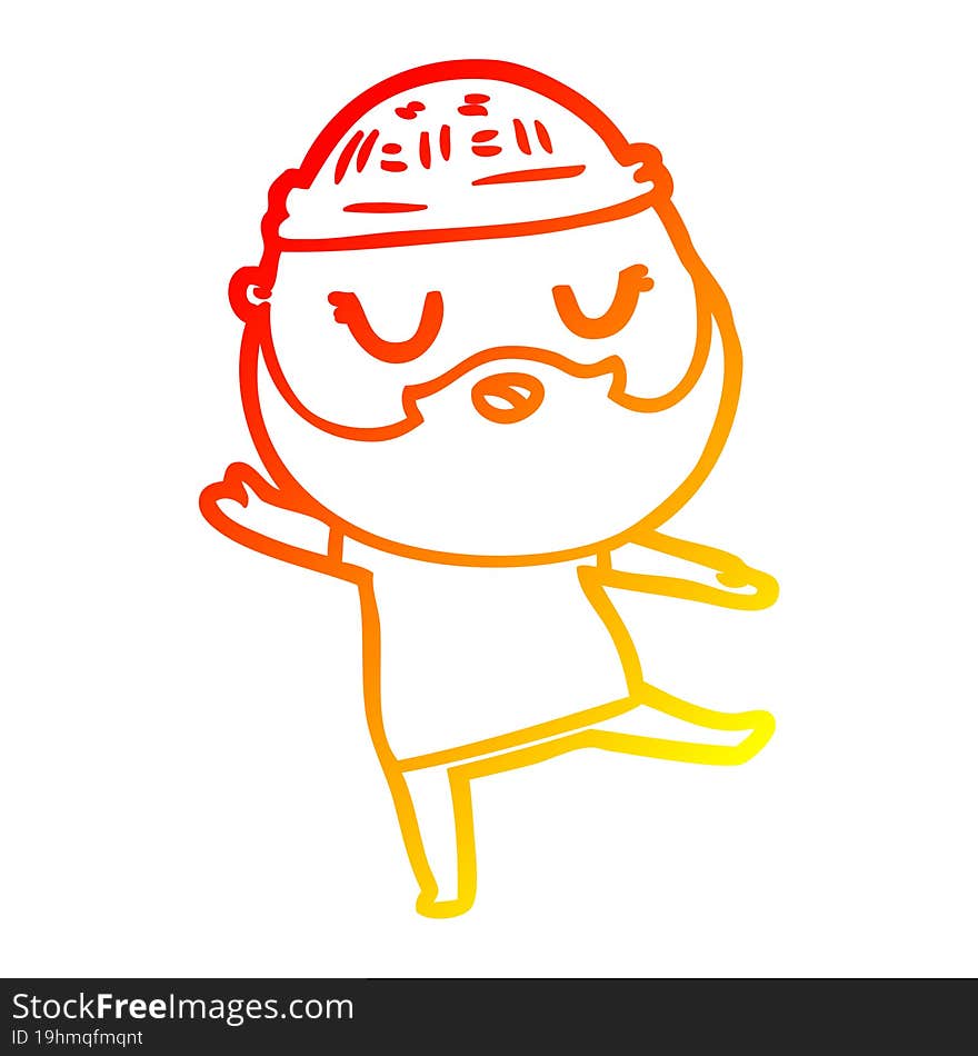 warm gradient line drawing cute cartoon man with beard