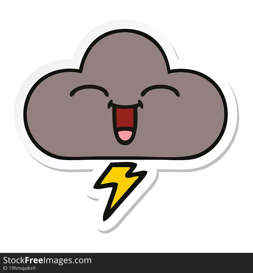 sticker of a cute cartoon storm cloud