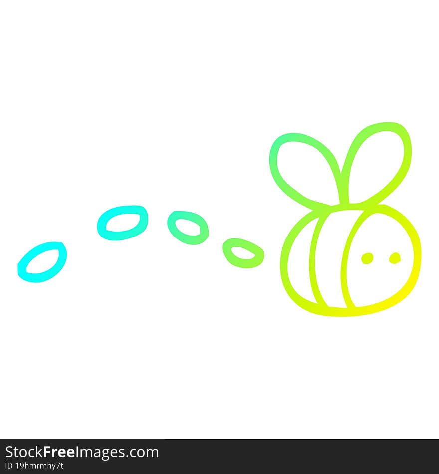 Cold Gradient Line Drawing Cartoon Buzzing Bee