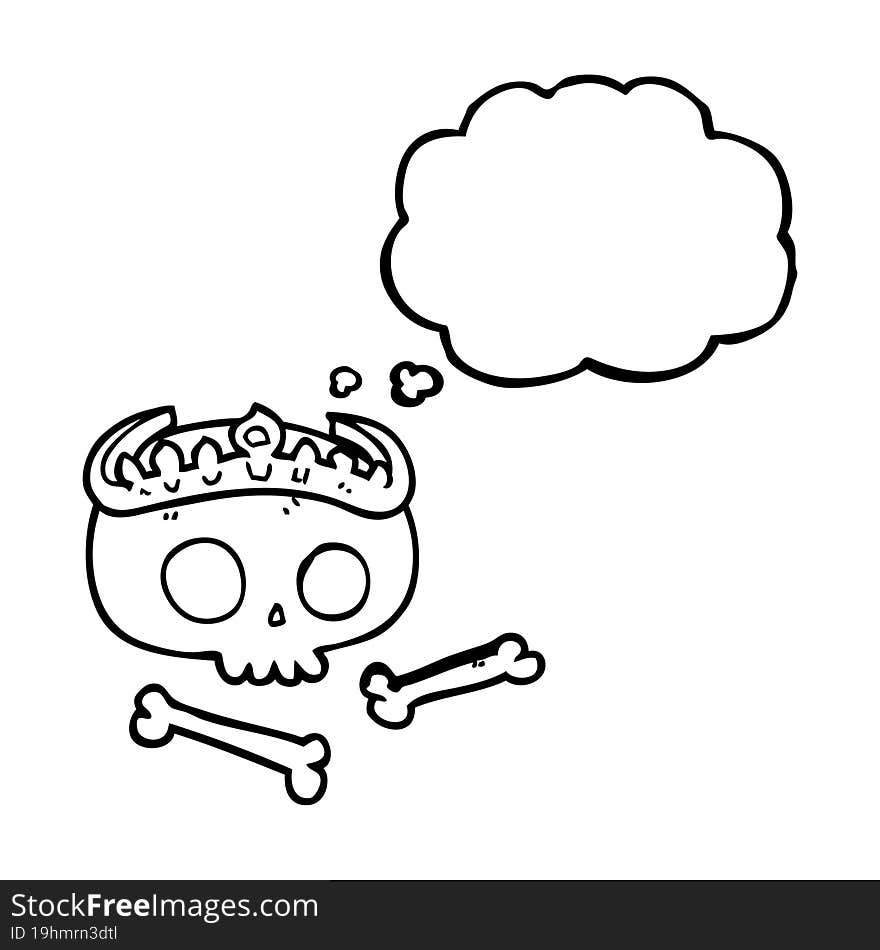 thought bubble cartoon skull wearing tiara