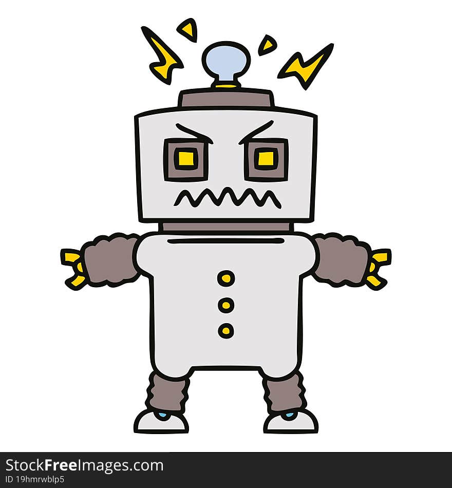 quirky hand drawn cartoon robot