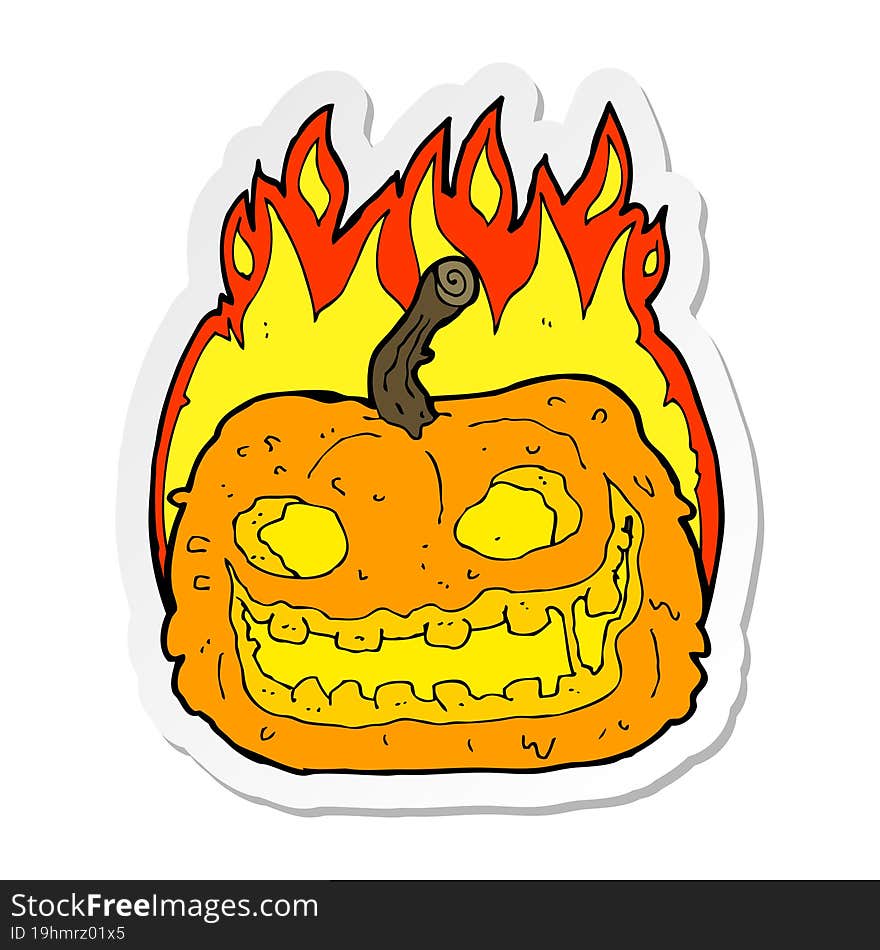 sticker of a cartoon spooky pumpkin