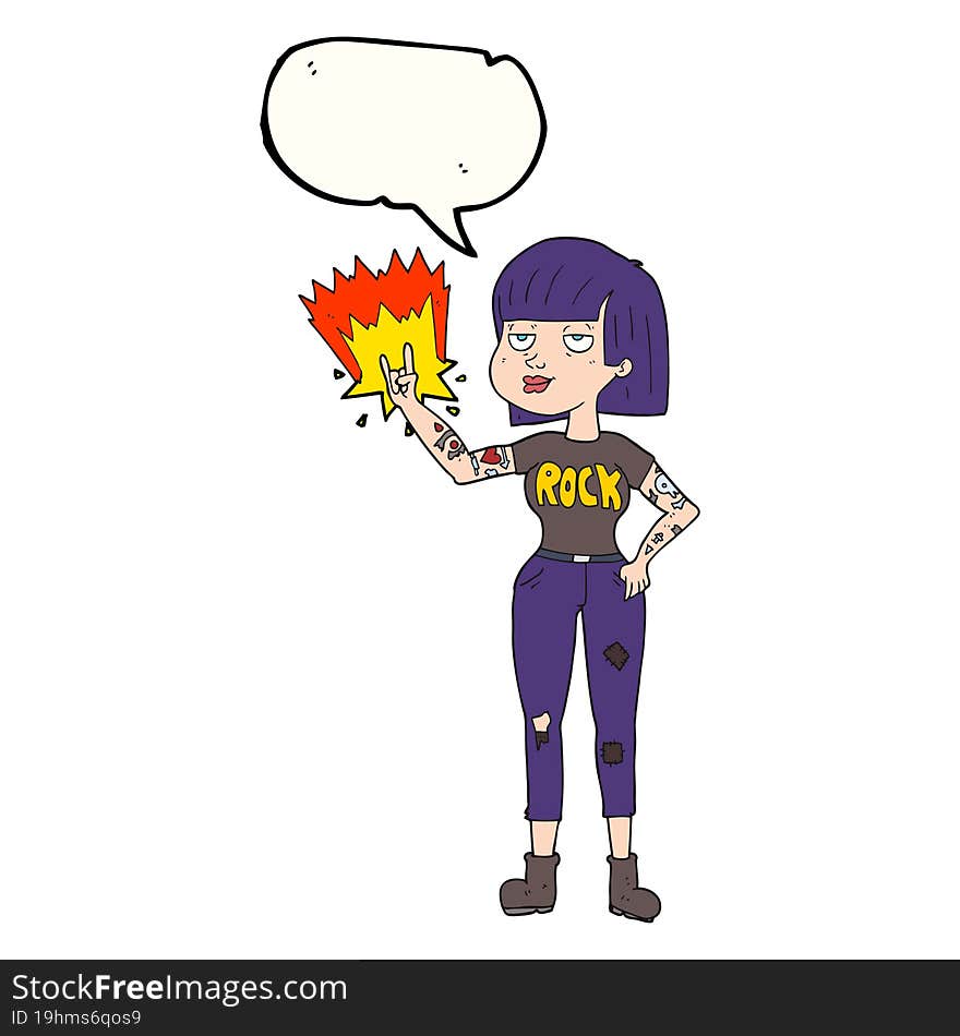 speech bubble cartoon rock girl