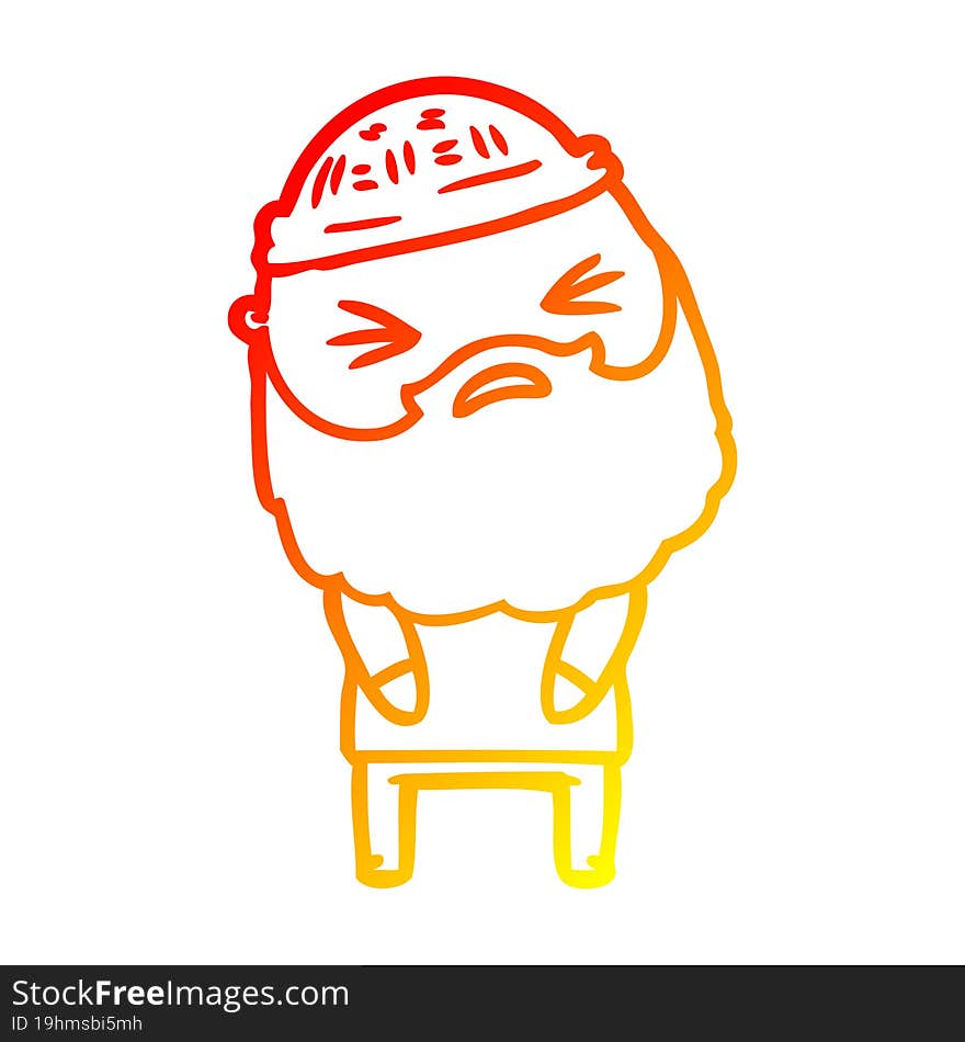 warm gradient line drawing of a cartoon man with beard