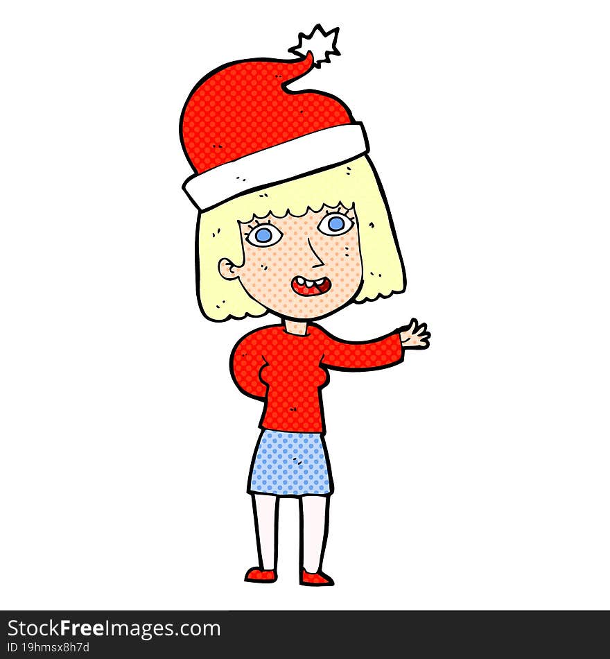 Cartoon Woman Ready For Christmas