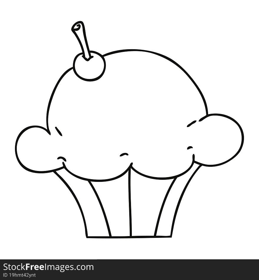 Quirky Line Drawing Cartoon Muffin