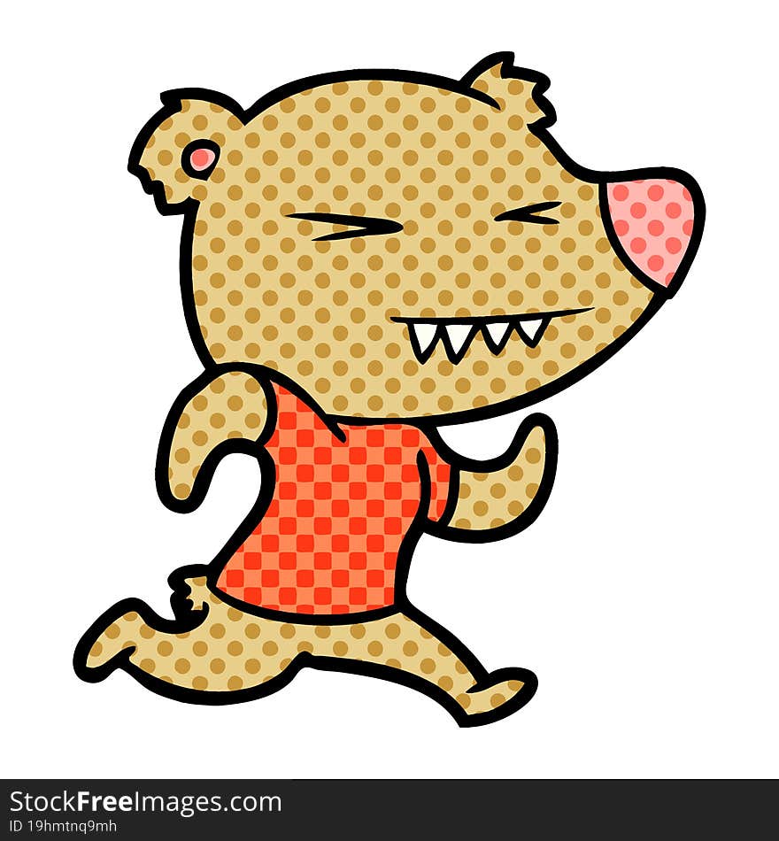 angry bear cartoon running. angry bear cartoon running