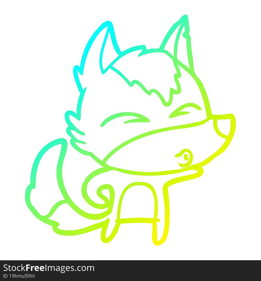 cold gradient line drawing cartoon wolf whistling