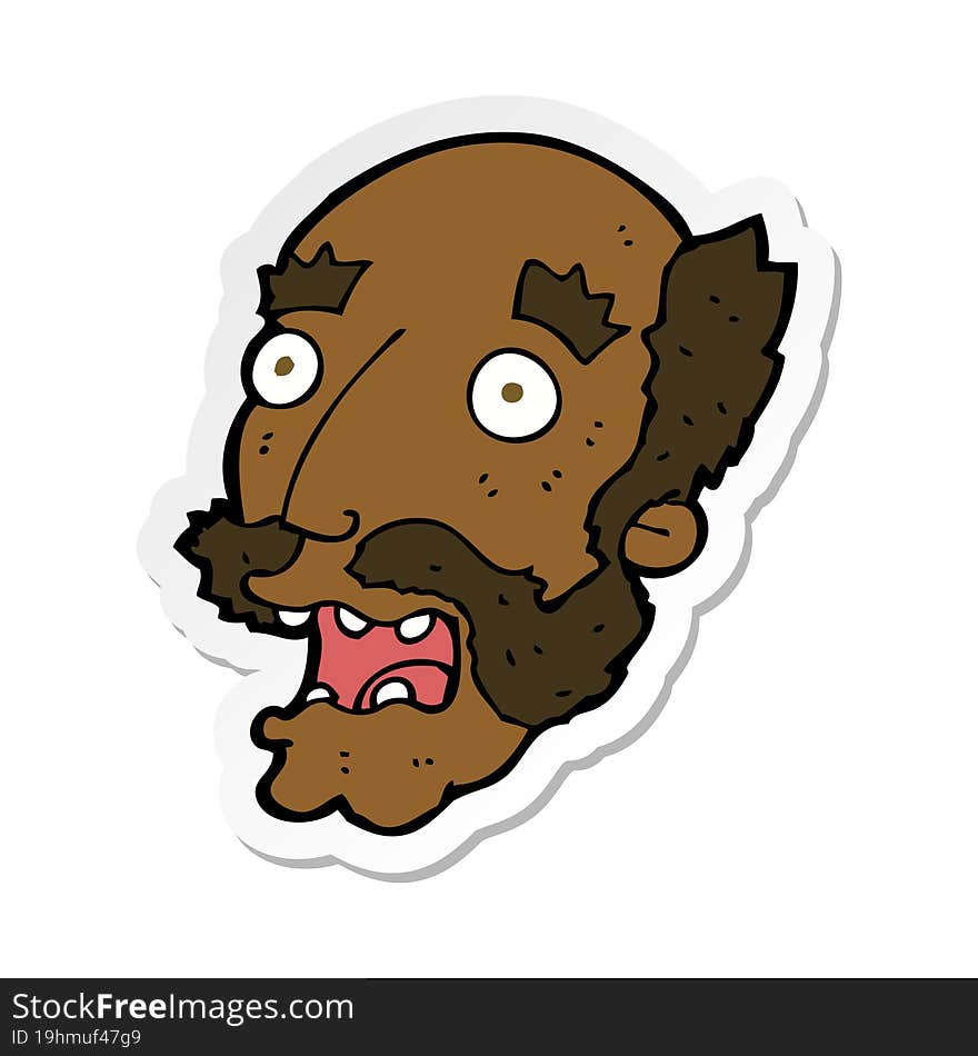 sticker of a cartoon shocked old man