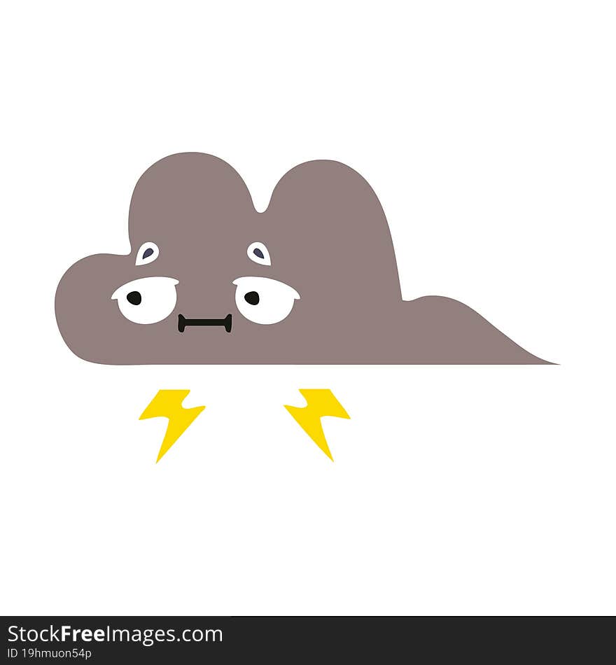 Flat Color Retro Cartoon Storm Cloud