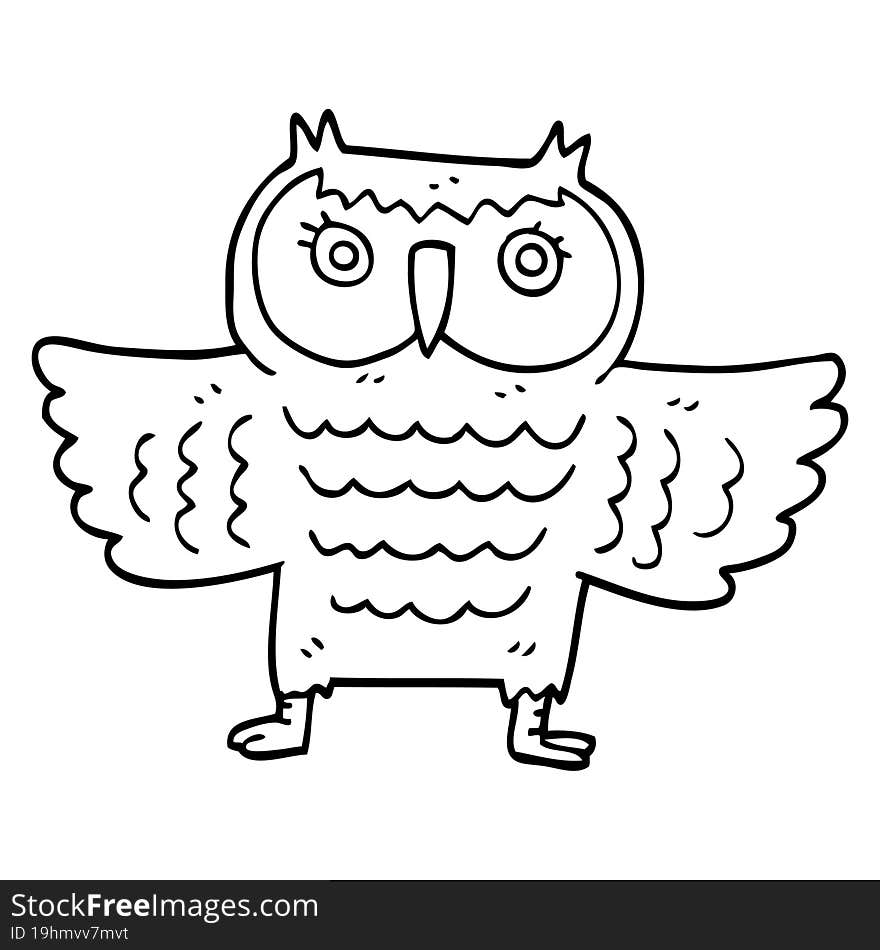 line drawing cartoon wise old owl