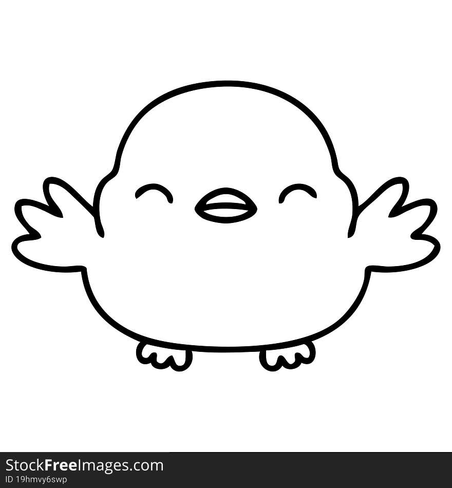 line doodle of a cute baby bird. line doodle of a cute baby bird