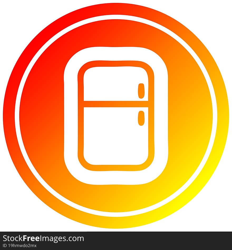 kitchen refrigerator circular icon with warm gradient finish. kitchen refrigerator circular icon with warm gradient finish