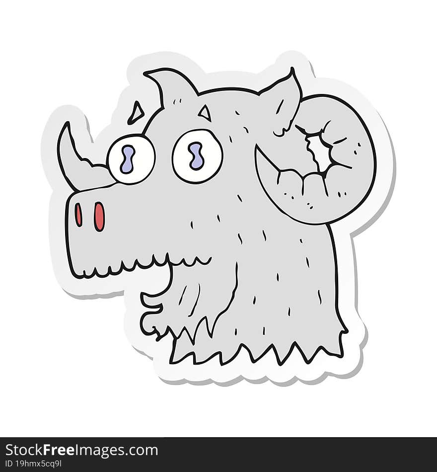 Sticker Of A Cartoon Ram Head